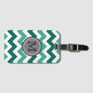 Turkvoise och Mint Chevron Zigzag Monogram Bagagebricka