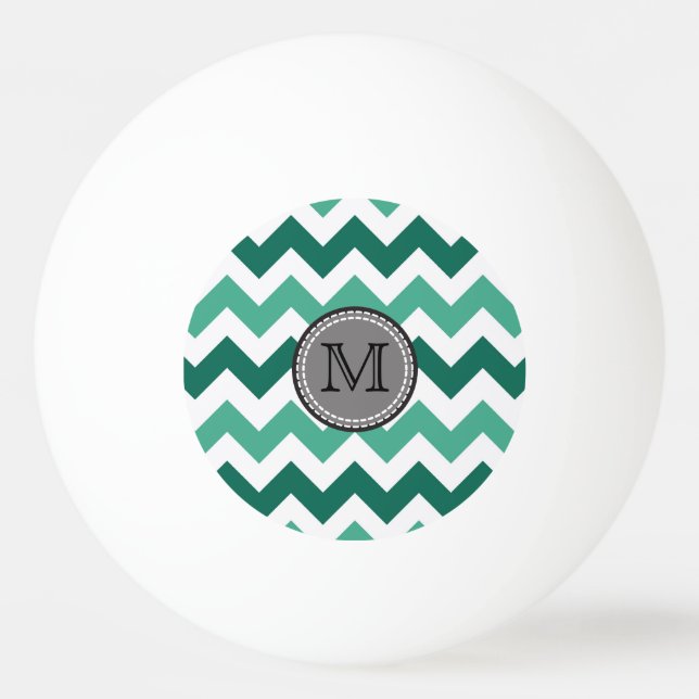 Turkvoise och Mint Chevron Zigzag Monogram Pingisboll (Framsidan)