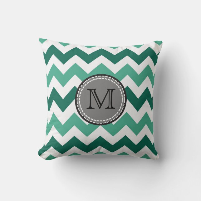 Turkvoise och Mint Chevron Zigzag Mönster Kudde (Framsida)