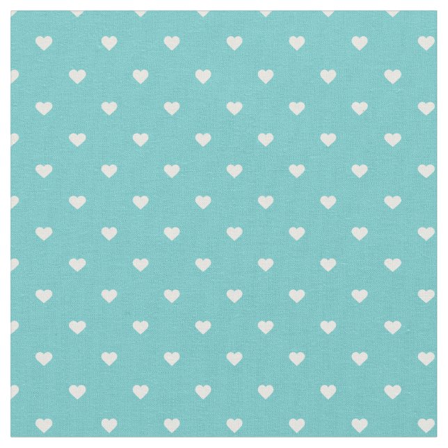 Turkvoise Polka Dot Hearts Tyg (Närbild)