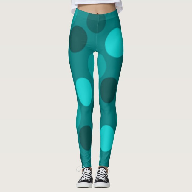 Turkvoise Polka Dot Leggings (Framsida)