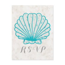 Turkvoise Rustic Seashell Bröllop OSA Postcard