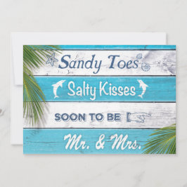 Turkvoise Sandy Toes Salty Kisses Couppes Shower Inbjudningar