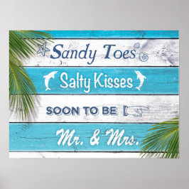 Turkvoise Sandy Toes Salty Kisses Mr & Mrs Poster