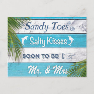 Turkvoise Sandy Toes Salty Kisses Spara datumet Meddelande Vykort