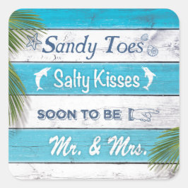 Turkvoise Sandy Toes Salty Kisses Sticker Fyrkantigt Klistermärke