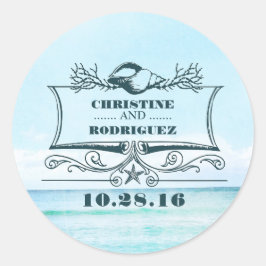 Turkvoise Sea Beach Wedding Runt Klistermärke