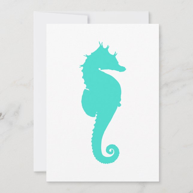 Turkvoise Sea Horse on White Inbjudningar (Framsida)