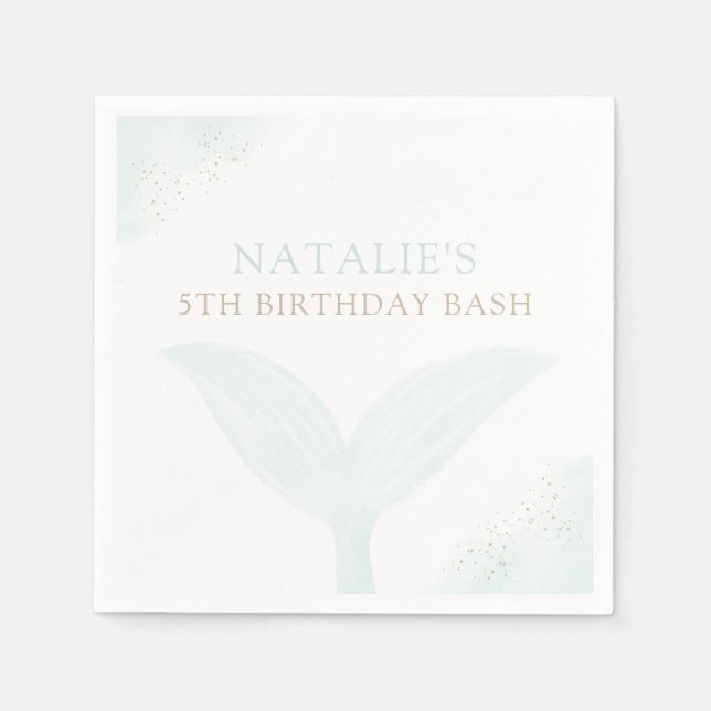 Turkvoise Sjöjungfru Girl Födelsedagsfest Pappersservett (Framsidan)