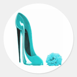 Turkvoise Stiletto Shoe och Ro Runt Klistermärke