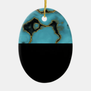 Turkvoise Stone Guld och Black Julgransprydnad Keramik