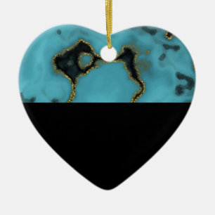 Turkvoise Stone Guld och Black Julgransprydnad Keramik