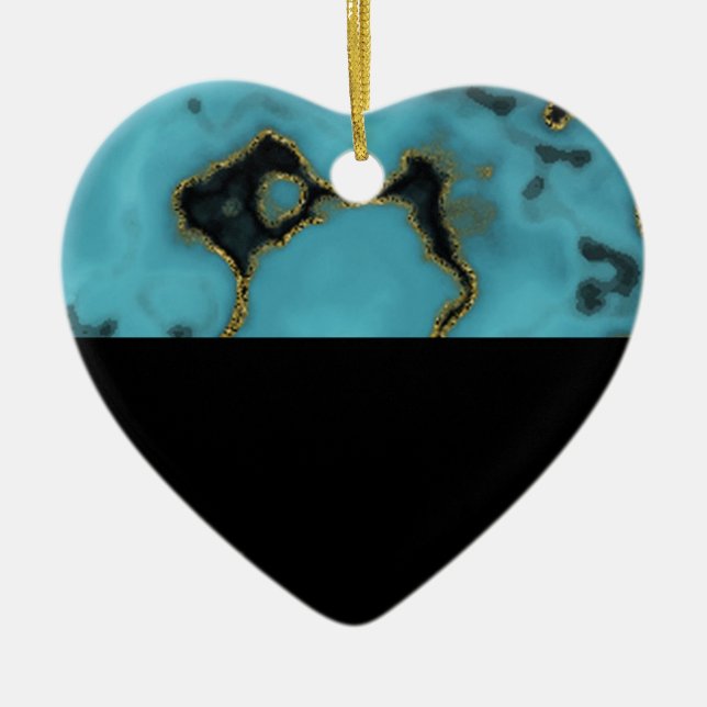 Turkvoise Stone Guld och Black Julgransprydnad Keramik (Framsidan)