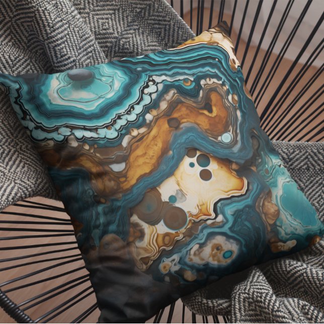Turkvoise Stone look Geode Marble Kudde (Skapare uppladdad)