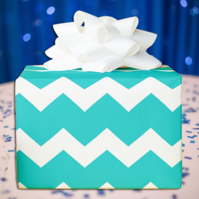 Turkvoise Teal Chevron Presentpapper (Skapare uppladdad)