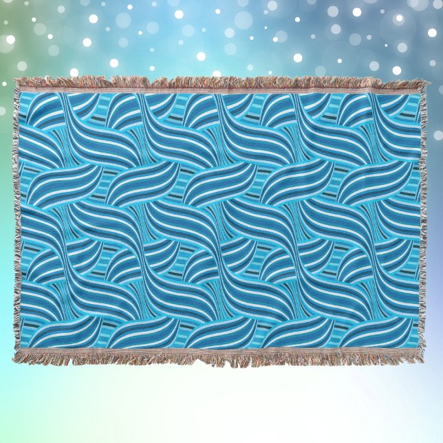 Turkvoise Teal och Blue Ribbony Swirls Filt (Skapare uppladdad)