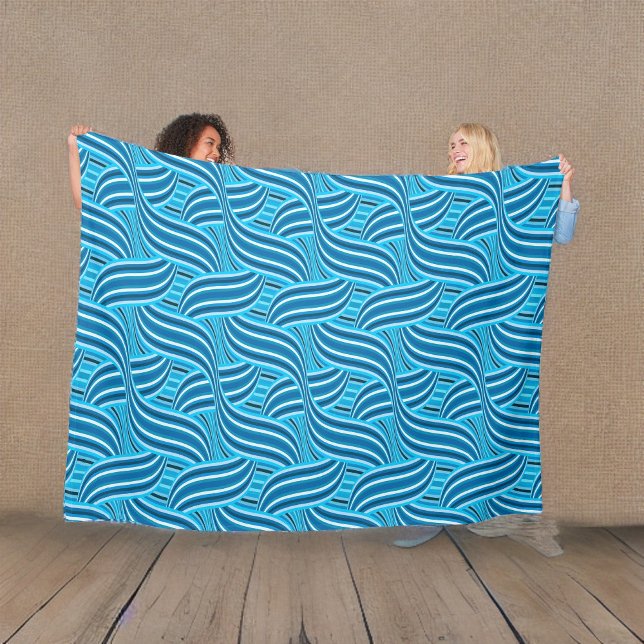 Turkvoise Teal och Blue Ribbony Swirls Fleecefilt (Skapare uppladdad)