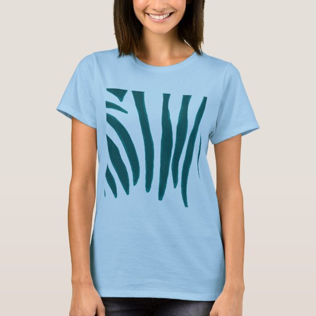 Turkvoise Teal Zebra ränder LES Tee Shirt (Framsida)