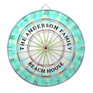 Turkvoise Tie Dye Beach House Family Namn Darttavla