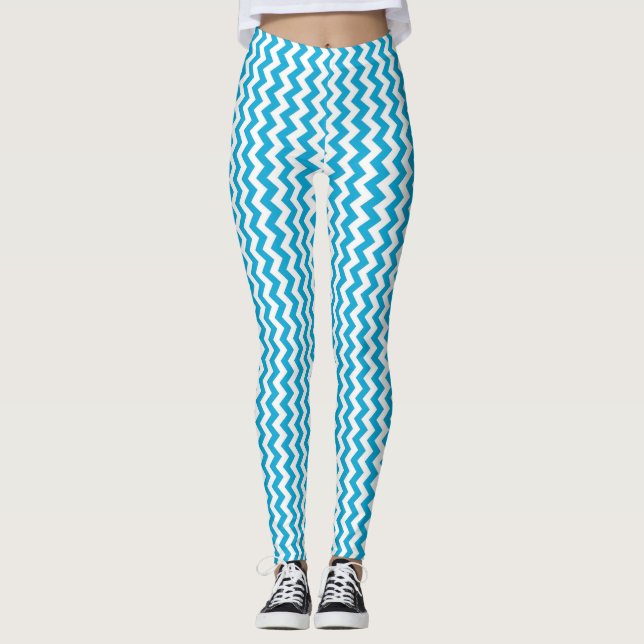 Turkvoise White Chevron Leggings (Framsida)