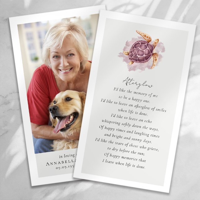 Turle Photo Funeral Memorial Card Visitkort (Skapare uppladdad)