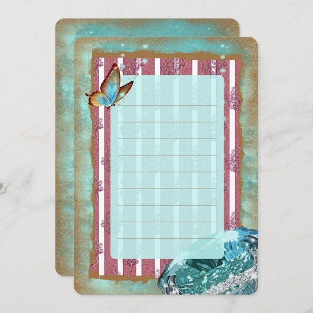 TURMALINE 2 ~ Visitenkort Inbjudningar (Fram/baksida)