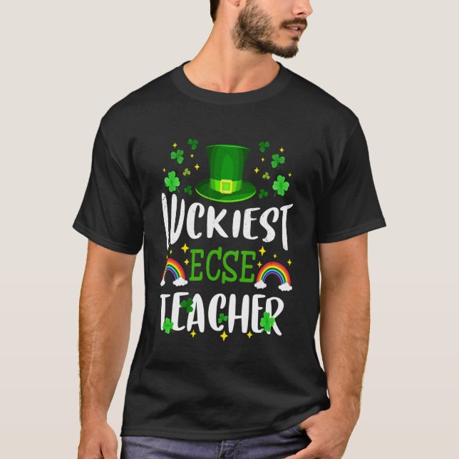 Turmaste ECSE-lärare St Patricks Day Leprechaun T Shirt (Framsida)