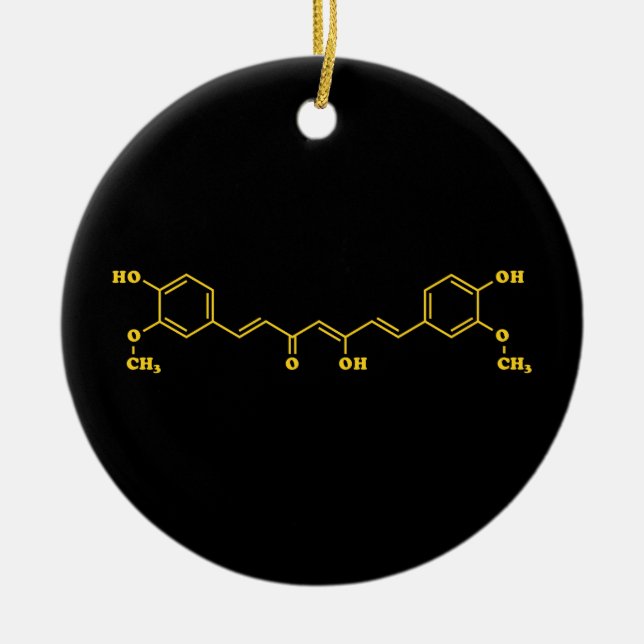Turmisk kurkumin Molecular Chemical Formula Julgransprydnad Keramik (Framsidan)