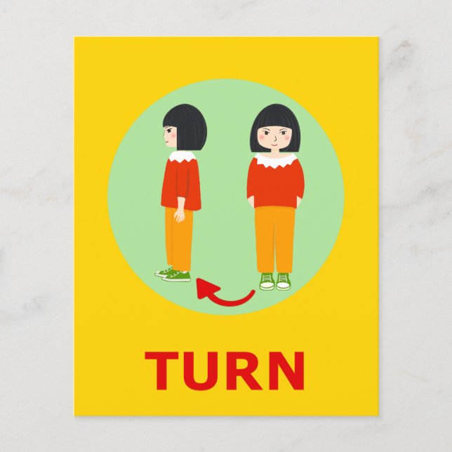 TURN Flashcard för inledande T 1 Syllable Ord (Framsida)