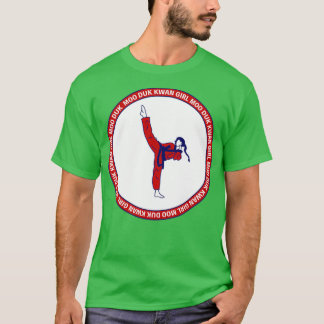 Turn Kick Moo Duk Kwan Karate Girl Tang Soo Do Soo T Shirt