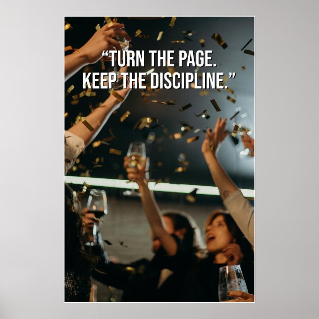 Turn the Page Keep the Discipline Motivation Poste Poster (Framsidan)