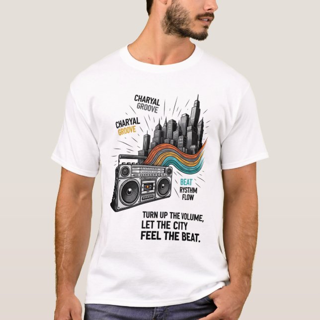 Turn up the volume, let the city feel the beat. t shirt (Framsida)