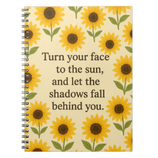 Turn Your Face to the Sun Vintage Sunflower Poster Anteckningsbok