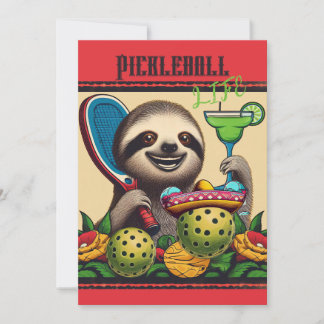Turnamentinbjudan till Pickleball Party Sloth Inbjudningar