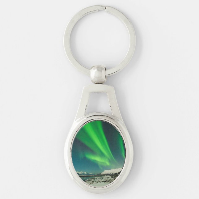 Turnåterigen Arm Aurora Ovalt Silverfärgad Nyckelring (Framsidan)
