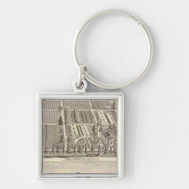 Turnbull's Nursery, Fitch res Fyrkantig Silverfärgad Nyckelring (Framsidan)