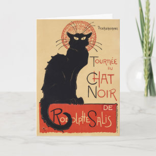 Turné av Chat Noir Vintage Svart Katt Art Nouveau Kort