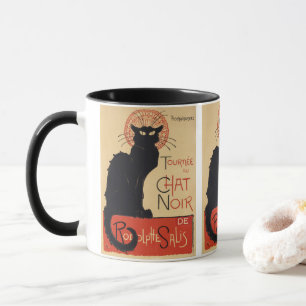 Turné av Chat Noir Vintage Svart Katt Art Nouveau Mugg