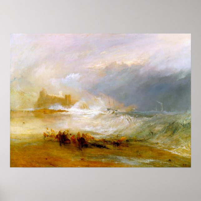 Turner - Ångbåt bistår fartyg från land Poster (Framsidan)