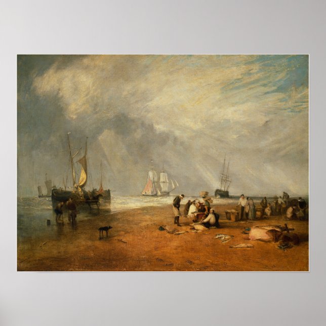 Turner - Fiskmarknad vid Hastings Beach Poster (Framsidan)