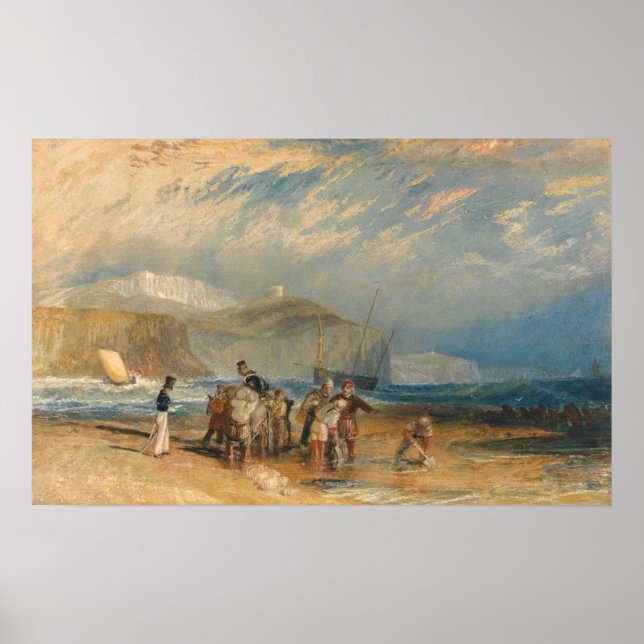 Turner - Folkestone Harbour och kust till Dover Poster (Framsidan)