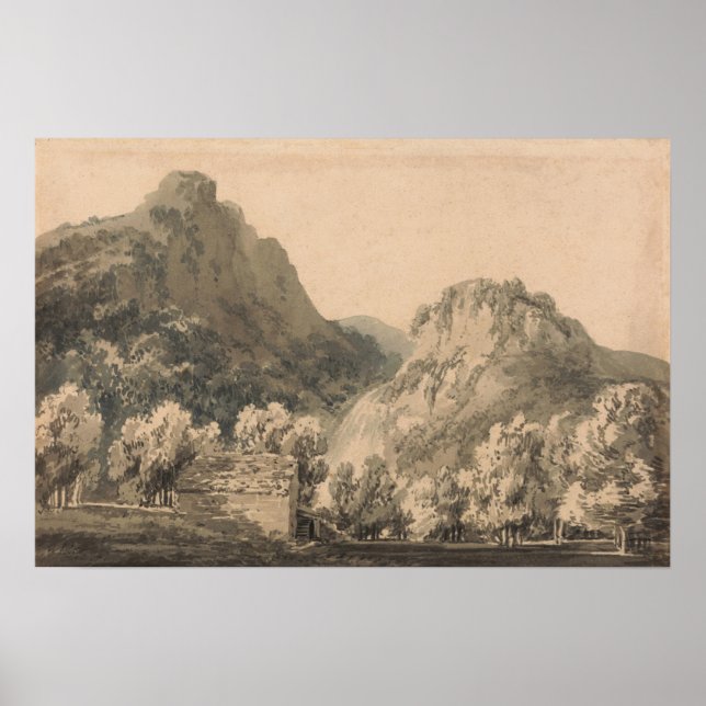 Turner - Lodores vattenfall Cumberland Poster (Framsidan)