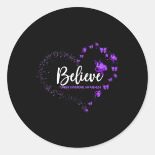 Turner Syndrome Awareness Butterfly tror Runt Klistermärke