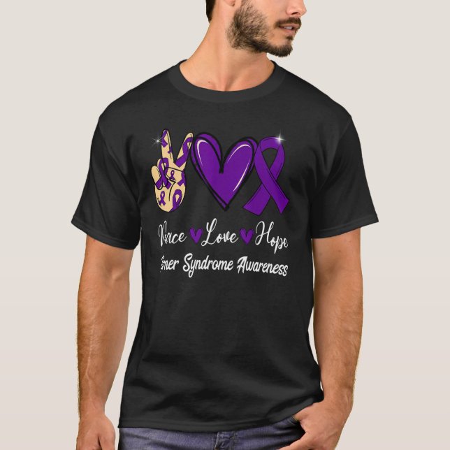 Turner Syndrome Awareness Peace Kärlek Hope Lila R T Shirt (Framsida)