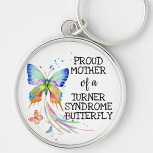 Turner syndrome Butterfly-information mor Rund Silverfärgad Nyckelring