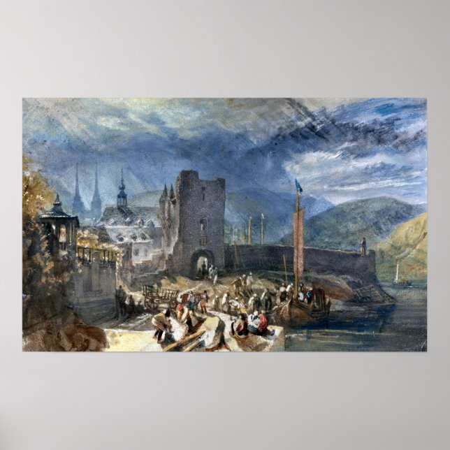 Turner - Utsikt över Boppart med figurer på Poster (Framsidan)