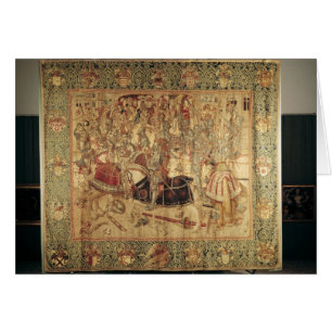 Turneringen, vertikal vävstoltapestry hälsningskort
