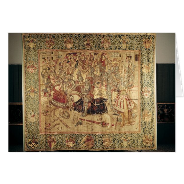 Turneringen, vertikal vävstoltapestry hälsningskort (Framsidan Horizontal)