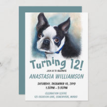 Turning 12 Boston Terrier Inbjudan