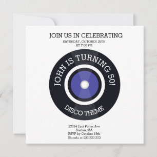 TURNING 50, Discotema Birthday-inbjudan